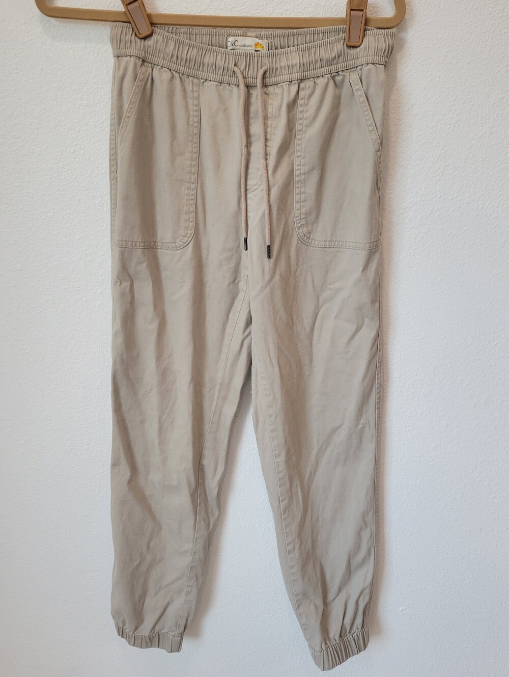 C&C California Womens S Khaki Joggers Drawstring Soft Lounge Pants